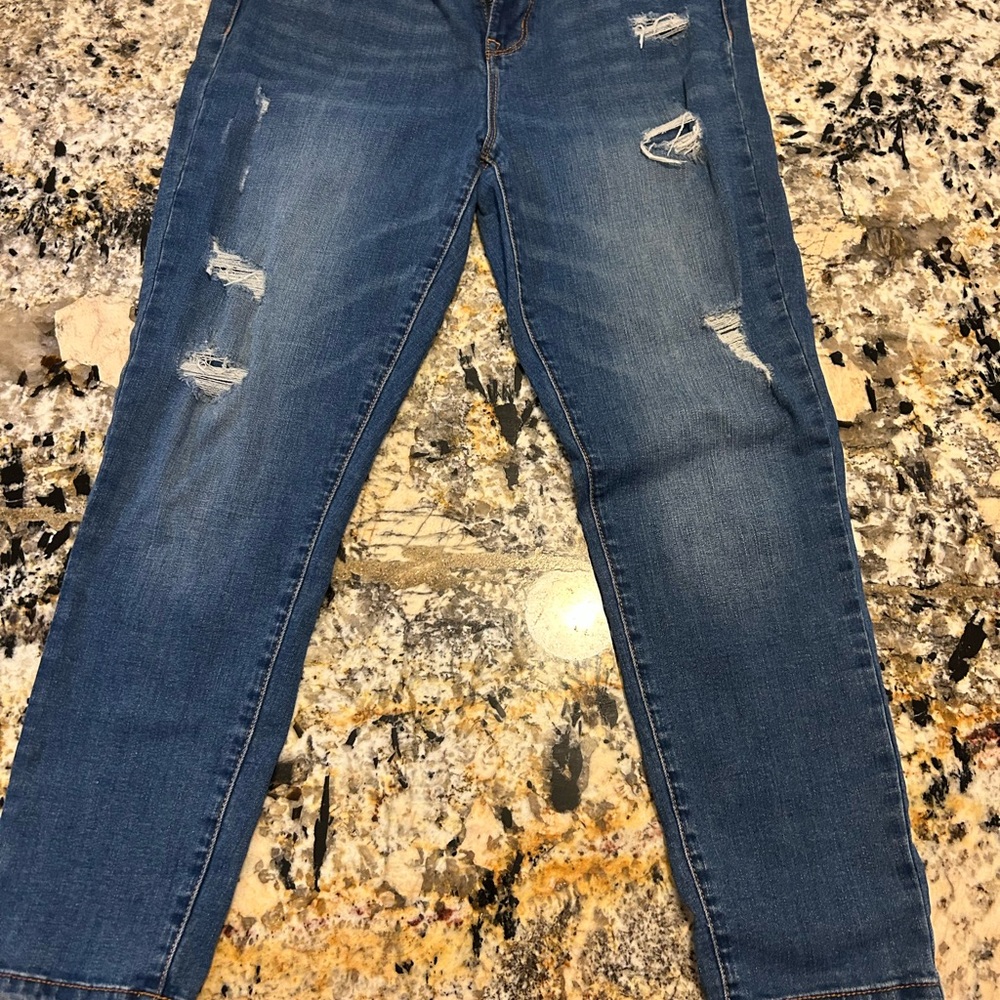 Distressed Blue Jeans